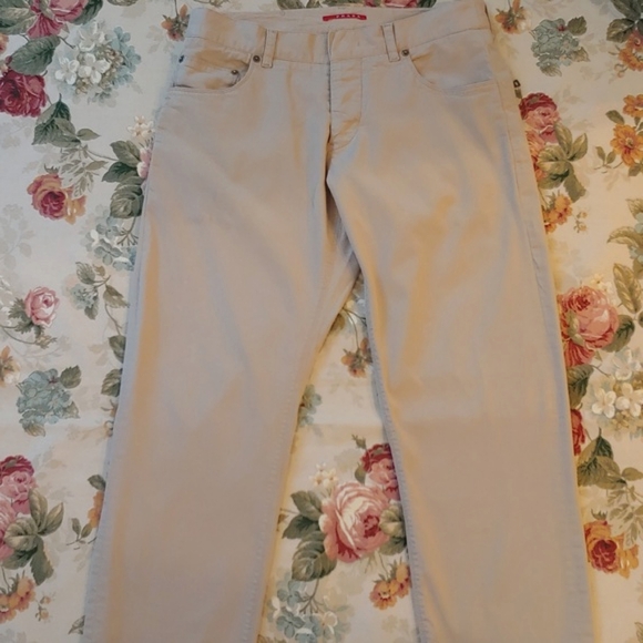 PRADA Women's Khaki Button Fly Pants in size Euro 50 US 12 - Picture 3 of 17